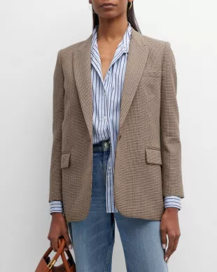 Diane Houndstooth Check Single-Breasted Blazer