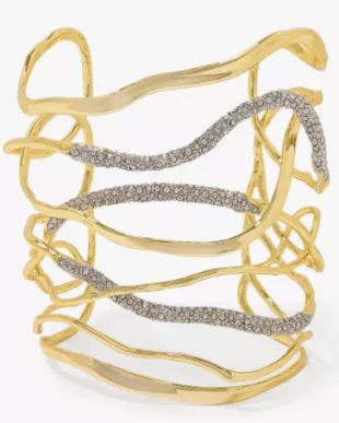 Solanales Crystal Intertwined Wide Cuff Bracelet