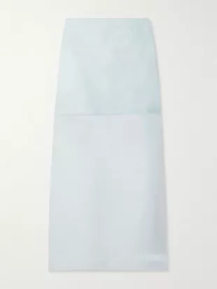 Crush Layered Silk Organza Midi Skirt