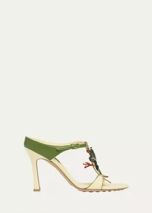 Rana Frog Embellished Leather Stiletto Mules
