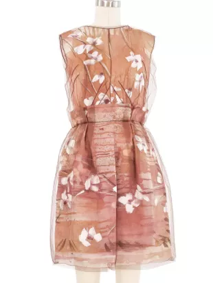 2008 Hand Painted Floral Silk Organza Dress