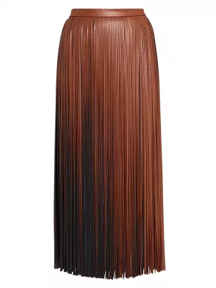Veda Fringed Faux Leather Midi Skirt