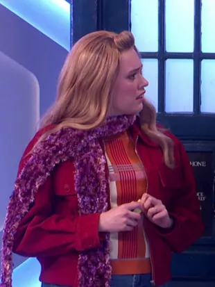 Saturday Night Live UK Aimee Lou Wood Red Suede Jacket
