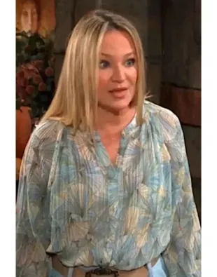 The Young and the Restless 2026 Sharon Newman Blue Floral Blouse