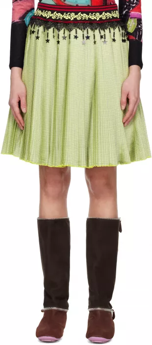 Yellow Stacey Knitted Pleated Midi Skirt