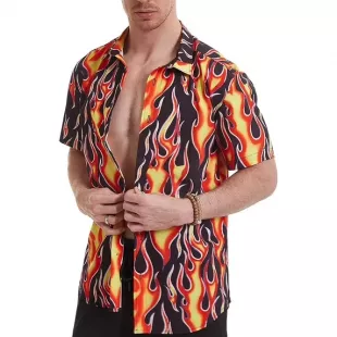 Store Men's Flame Stylish 3D Printed Graphic Short Sleeve Shirts