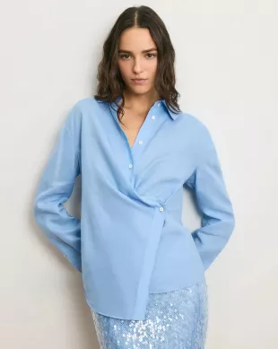 Perezzi Linen Button-Down Shirt Blue Jay