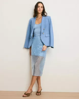 Allora Sequin Midi Skirt Blue Jay
