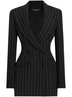 Striped Double-breasted Blazer