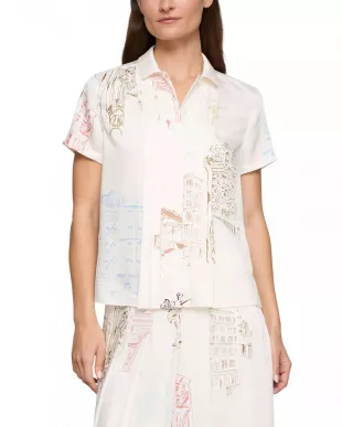 Short Sleeve Pleated Front Blouse