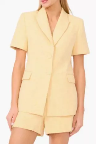 Eugenia Short Sleeve Cotton Blend Tweed Jacket