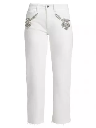 Carolyn Crystal-Embellished Crop Jeans