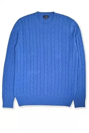 Cableknit Cotton Crewneck Sweater