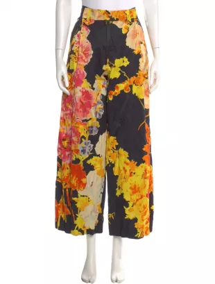 Floral Print Wide Leg Pants