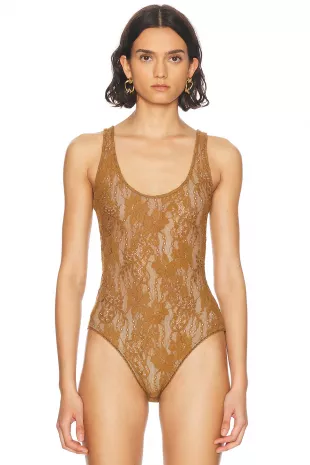 Zimmermann Lace Scoop Neck Bodysuit