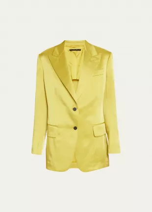 Single-breasted Satin Boyfriend Jacket