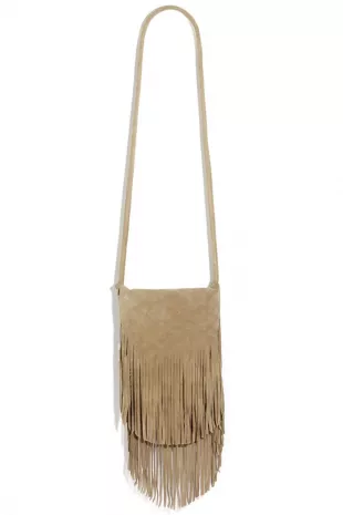 Fringe With Benefits Leather Taupe Purse