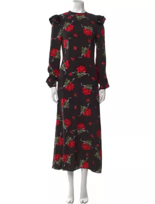 Floral Silk-blend Midi Dress