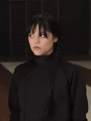 Wednesday Jenna Ortega Neck Cropped Black Shirt