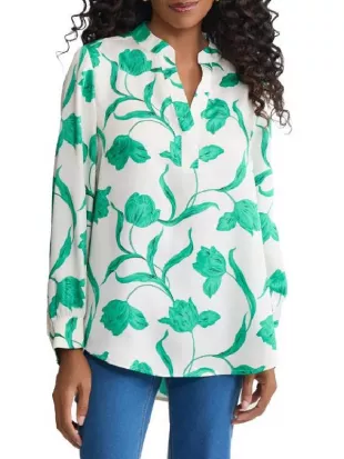 SNL S51 Ashley Padilla Green Floral Blouse