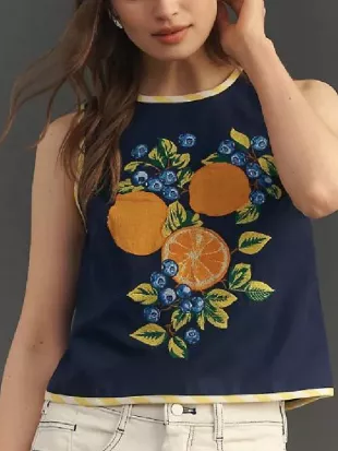 SNL S51 Jane Wickline Oranges Shell Tank Top