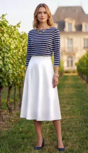 Cotton Sateen Midi-Skirt