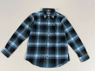 Vintage Flannel Work Shirt Blue/Black/Multi Plaid