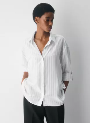 Oversized Drapey Twill Button Up Shirt