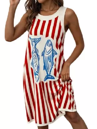 Below Deck Down Under S04 Daisy Kelliher Striped Fish Dress