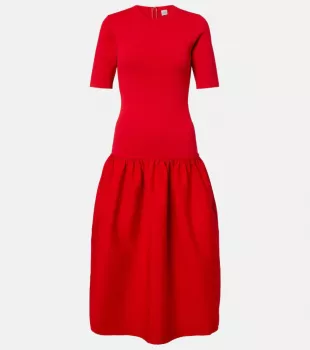 Gathered Jersey Midi Dress