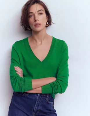 Emilia Cotton V Neck Sweater