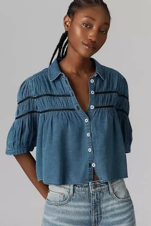 The Leandra Shirred Yoke Blouse