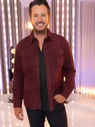 American Idol S24 Luke Bryan Red Suede Overshirt
