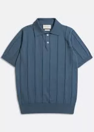 Jacobs Polo in Blue Punched Stripe