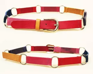 80s Rainbow Leather O Ring Belt