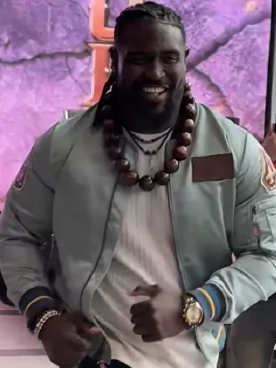 Oba Femi Grey Satin Bomber Jacket