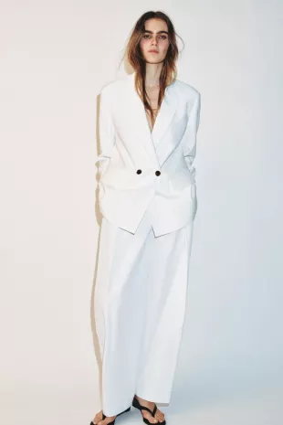 Oversized Double Breasted Blazer with Shoulder Pads