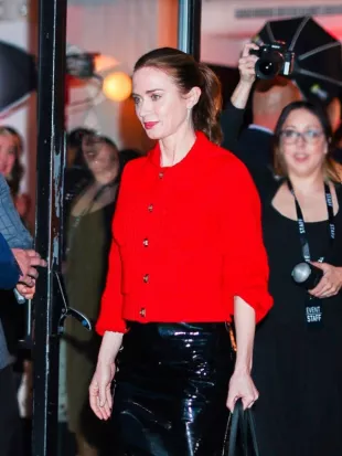 Emily Blunt The Devil Wears Prada 2 NYC 2026 Red Cardigan