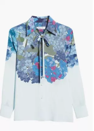 Hydrangea Print Silk Crepe de Chine