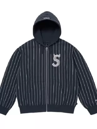 Supreme Devils Logo Blue Stripe Hooded Jacket