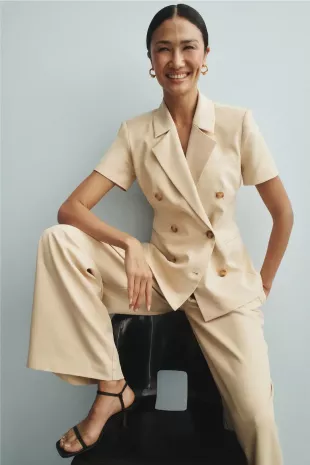 Short Sleeved Double Breasted Blazer