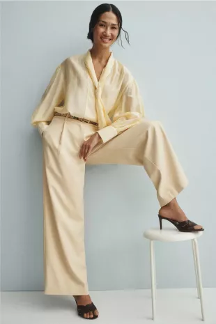Pleated Wide Leg Trousers