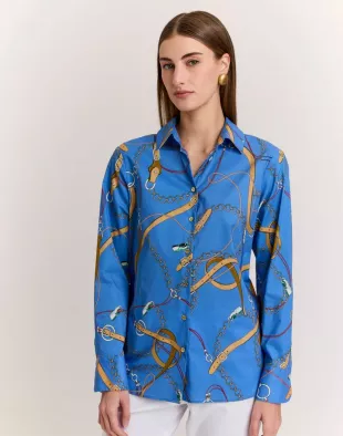 Margot Long Sleeve Chain Medley Print Shirt