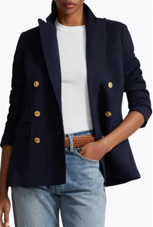 Double Breasted Knit Blazer