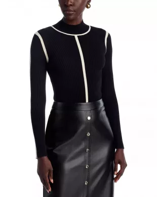 The Chani Mock-Neck Contrast-Trim Sweater