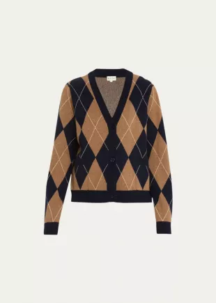 The Twiggy Argyle Wool Blend Cardigan