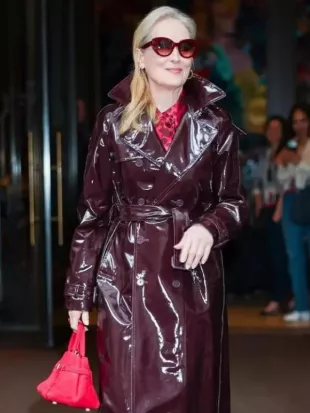 NYC 2026 Meryl Streep Leather Trench Coat