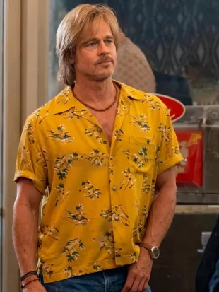 The Adventures Of Cliff Booth Brad Pitt Yellow Shirt