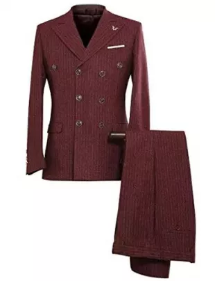 Suit Stripe Double Breasted Peak Lapel Two Pieces Set