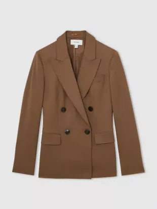 Solene Petite Wool Blend Double Breasted Suit Blazer